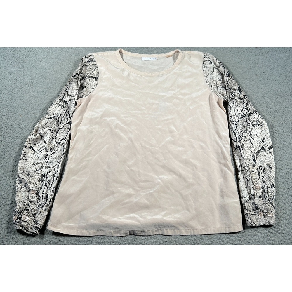 Equipment Liam Tee Blouse Womens Small Silk‎ Chiffon Fawn Snake Animal Print